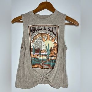 Boho shirt cactus and moon women size small